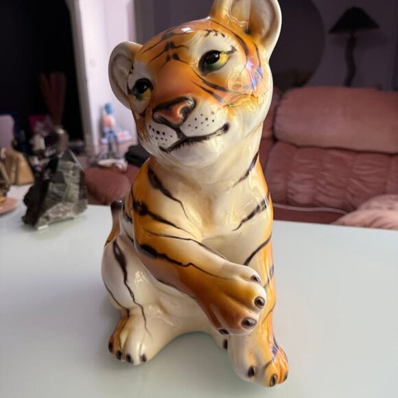 Life-size Vintage ITALIAN Midcentury Hand-Painted Tiger Cub in MINT CONDITION - Picture 5 of 6